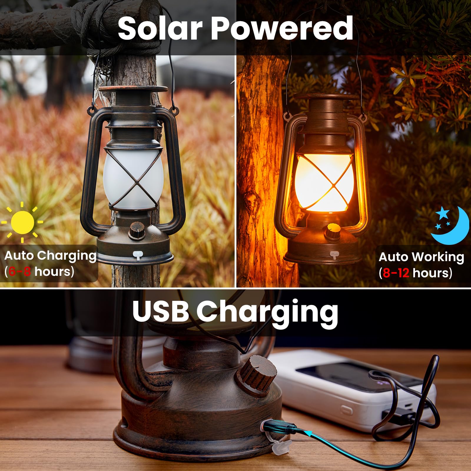 Foto 5 | Farol Solar Kooper, Vintage, Parpadeante, Resistente Al Agua, Paquete De 2 - Venta Internacional.