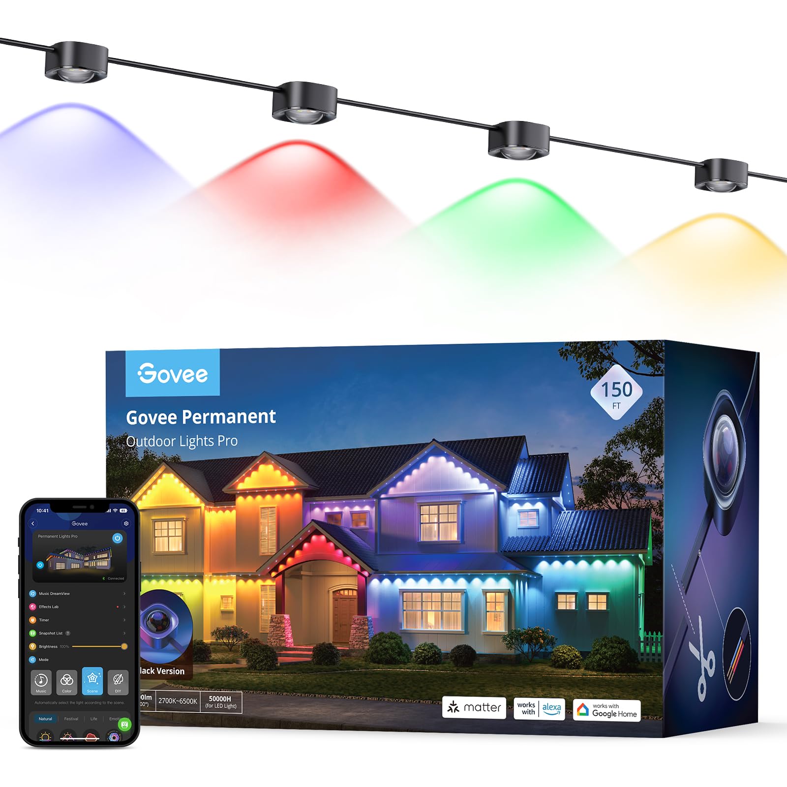 Foto 2 pulgar | Luces Exteriores Govee Permanent Pro 150 Pies 90 Rgbic Led Negras - Venta Internacional.