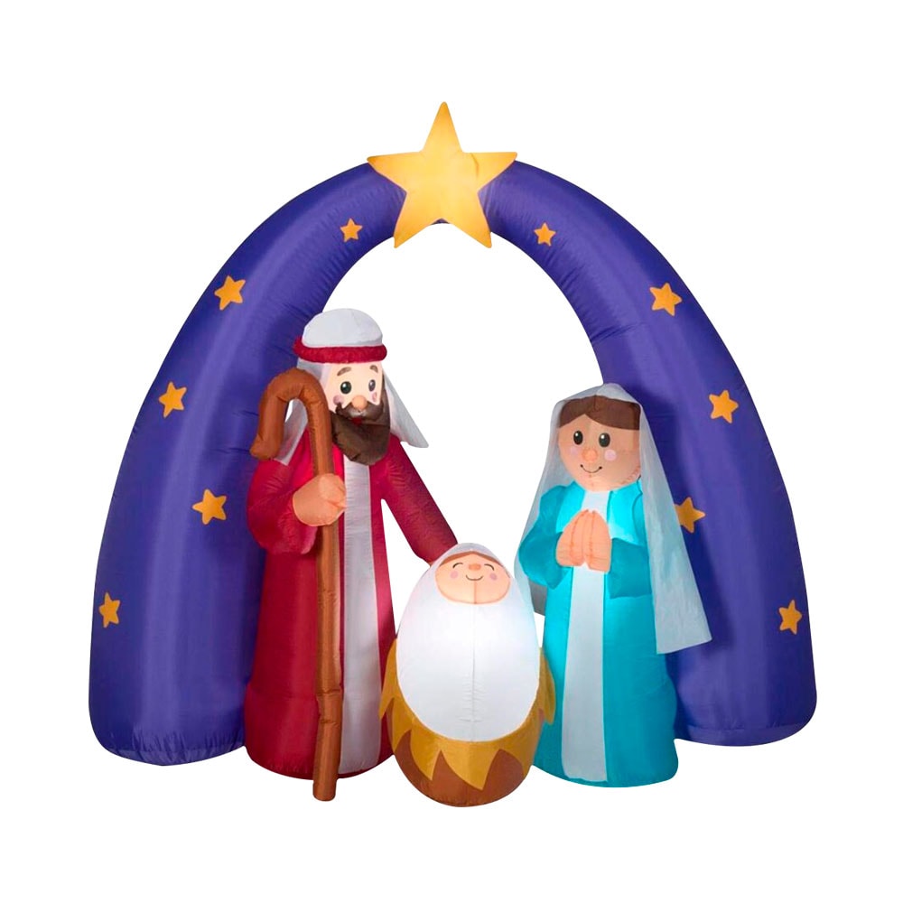 Inflable Navideño La Sagrada Familia 1.80 M Poliéster Pu Alta Resistencia Iluminación Led $1,849