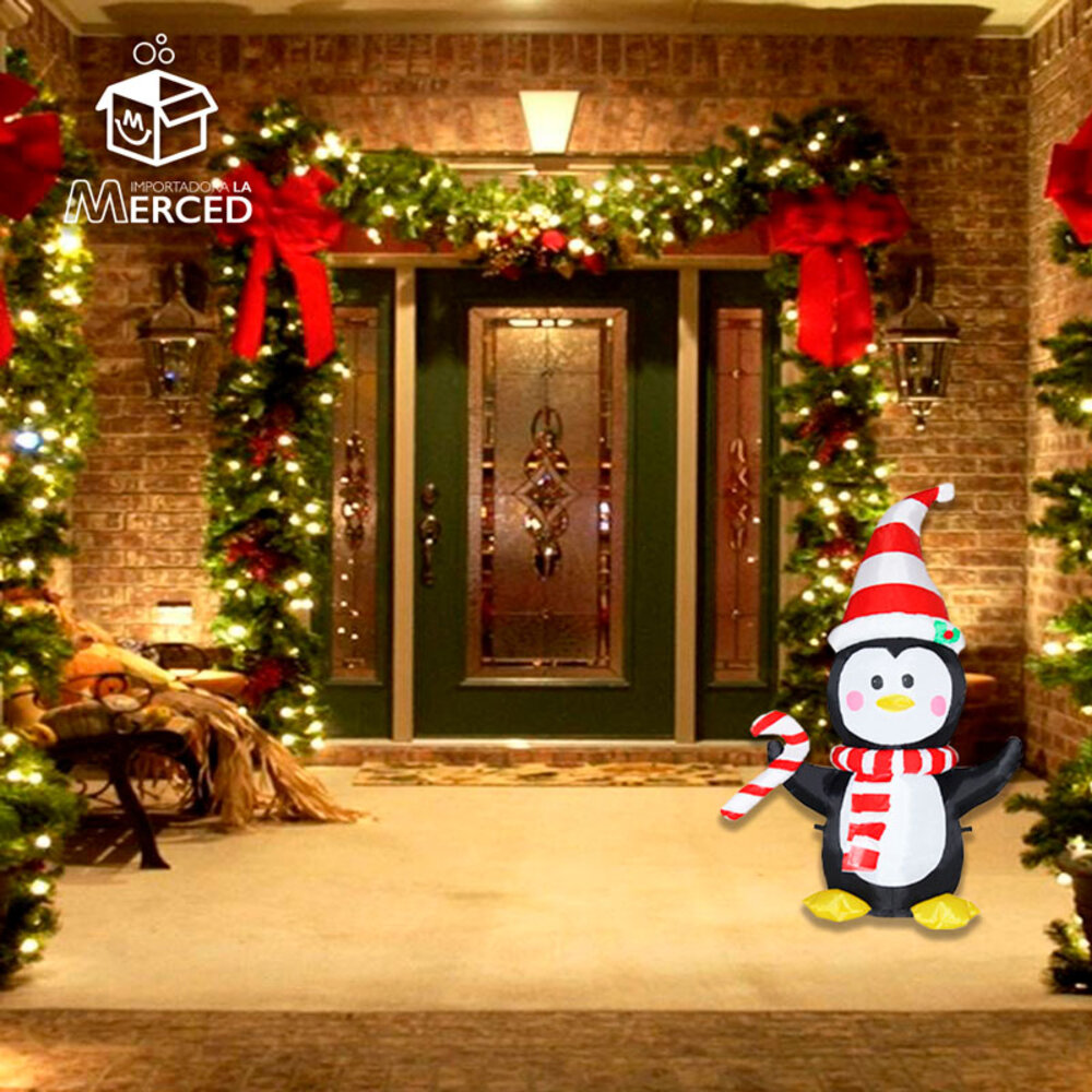 Foto 4 pulgar | Inflable Navideño Pingüino Tierno con Bastón Importadora La Merced Poliéster Pu Alta Resistencia con Iluminación Led