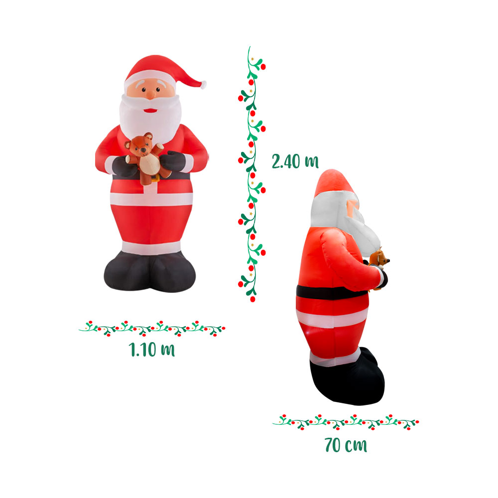 Foto 2 | Inflable Navideño Santa Claus Con Osito Teddy 2.40 M Importadora La Merced Poliéster Pu Alta Resistencia con Ilum