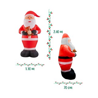 Foto 2 | Inflable Navideño Santa Claus Con Osito Teddy 2.40 M Importadora La Merced Poliéster Pu Alta Resistencia con Ilum