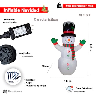 Foto 2 | Inflable Navideño Muñeco De Nieve Con Luz Led 2.40 Mts Importadora La Merced Poliéster Pu Resistente