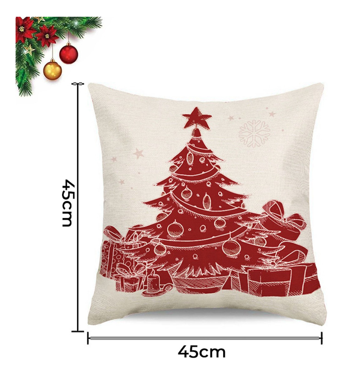 Foto 4 pulgar | Fundas de Almohadas Navideñas Wünd Blanco con Rojo 4 Piezas