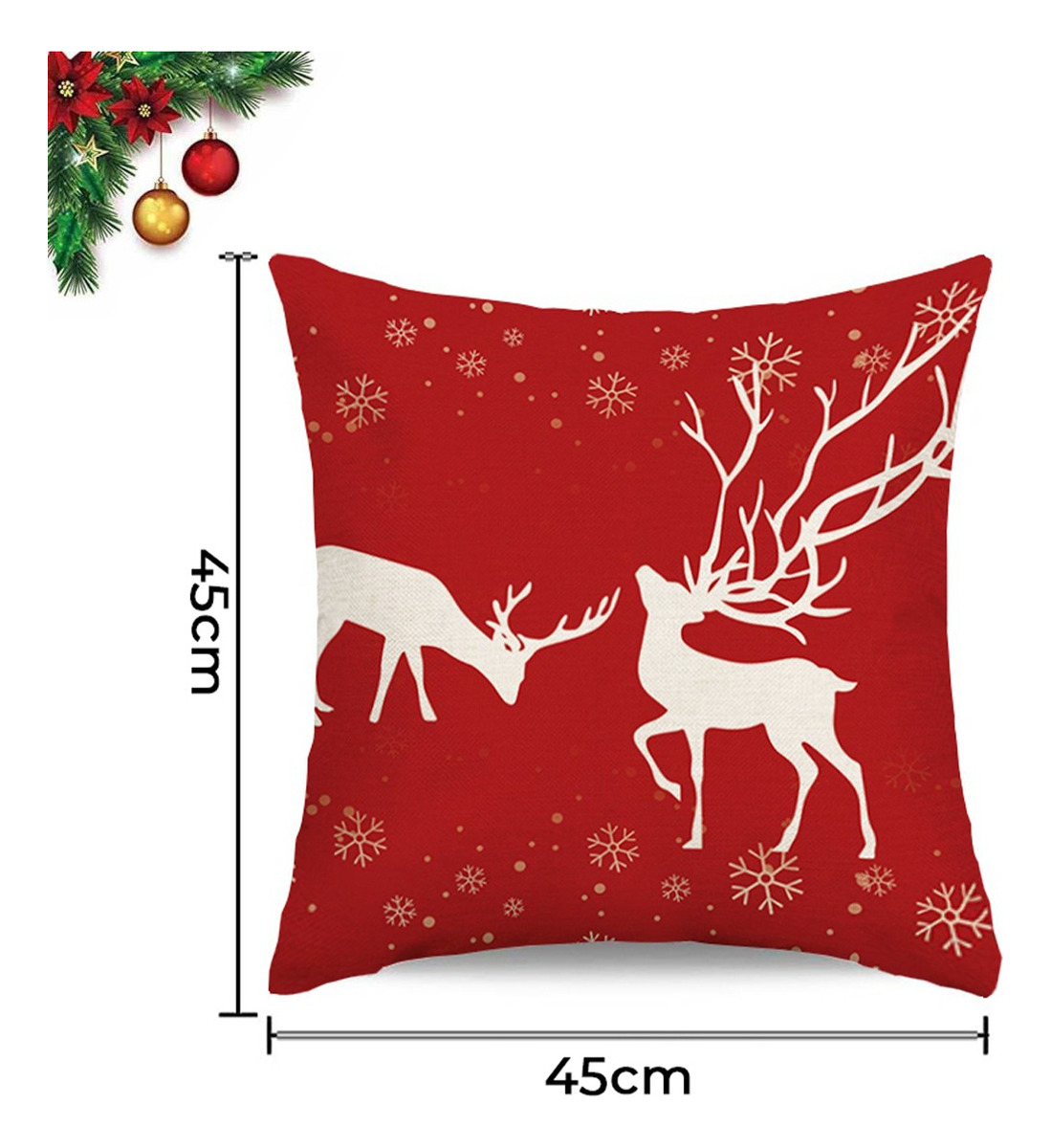 Foto 3 pulgar | Fundas de Almohadas Navideñas Wünd Blanco con Rojo 4 Piezas