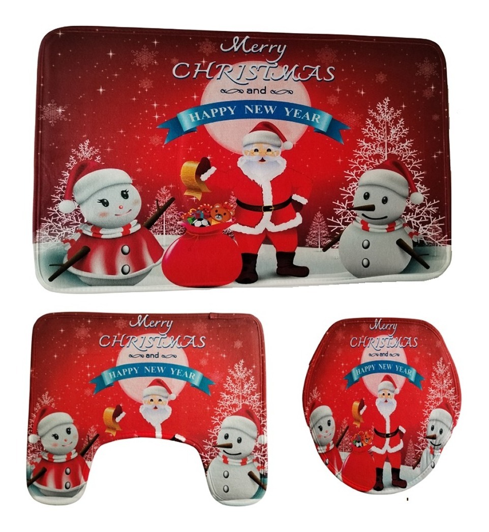 Juego de Baño Navideño Wünd 3 Piezas Rojo