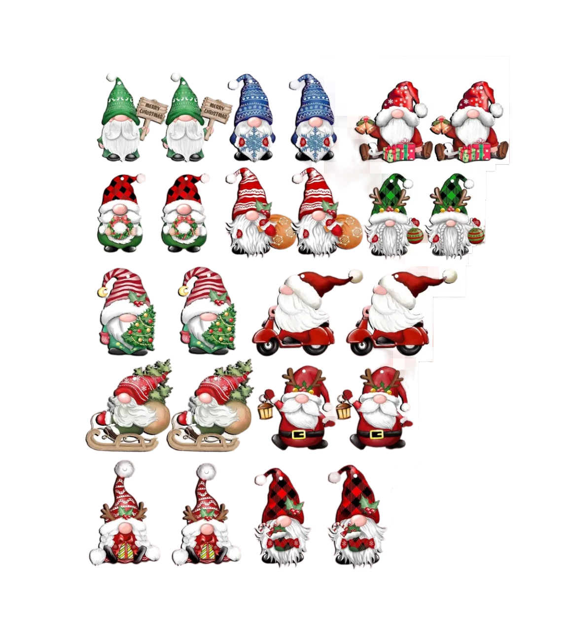 Adornos de Madera para Árbol de Navidad Belug Gnomo Multicolor 24 Piezas