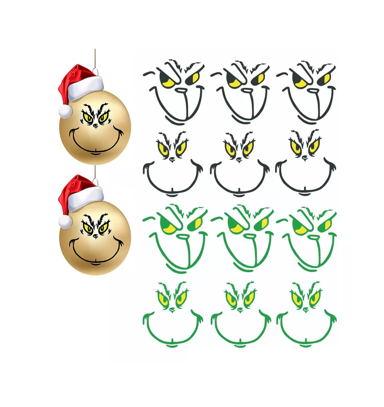 Foto 3 pulgar | Pegatinas Decorativas Navideñas El Grinch 120 Stickers