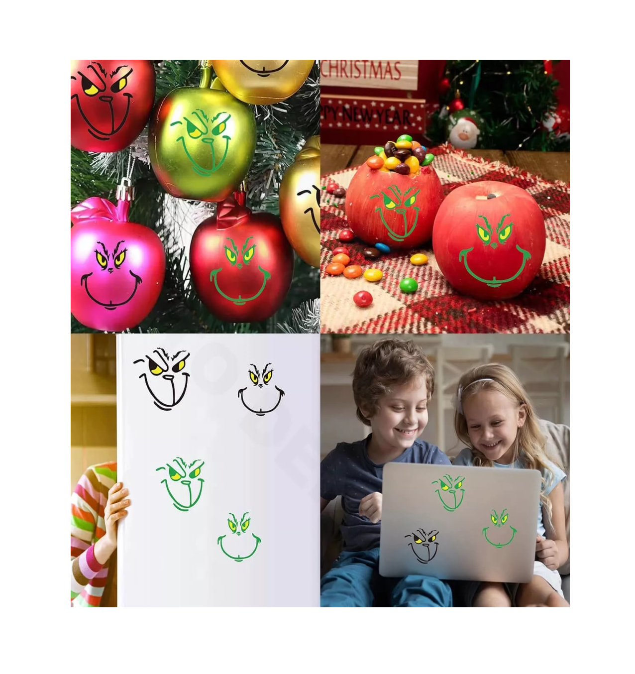 Foto 4 pulgar | Pegatinas Decorativas Navideñas El Grinch 120 Stickers