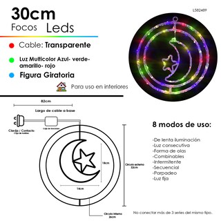 Foto 2 | Figura Giratoria De Luna Led Decoración Navideña Led Luz Multicolor 30cm