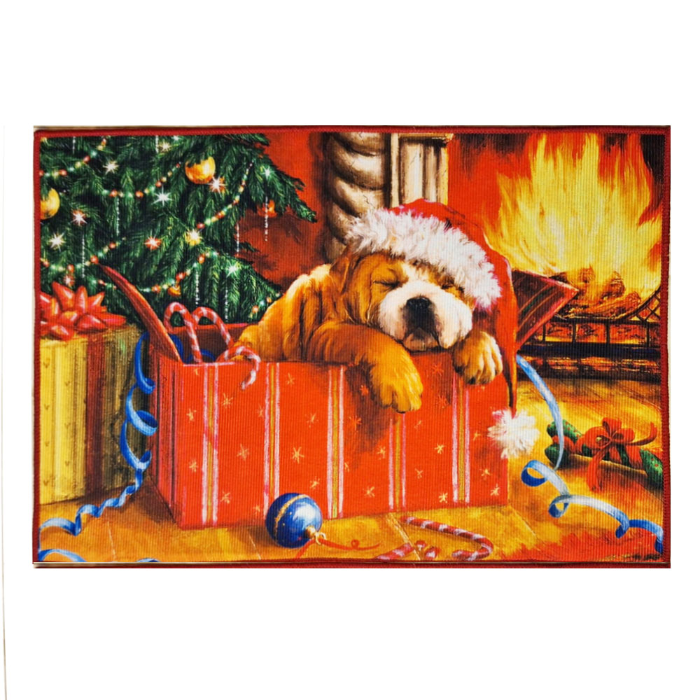 Tapete Navideño Decorativo Antideslizante 60x40 Cm Christmas Dog Kyuden Home