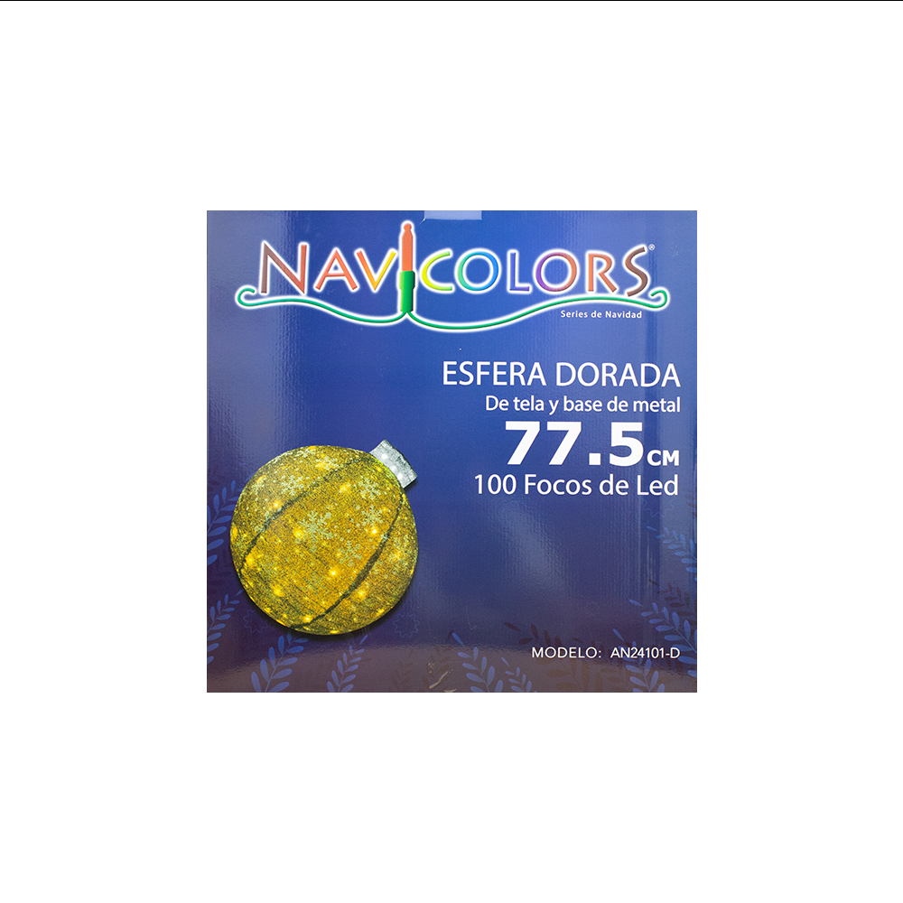 Foto 4 pulgar | Esfera Gigante Navideña De Tela Con Luces Led 77cm Base Metal Color Dorado