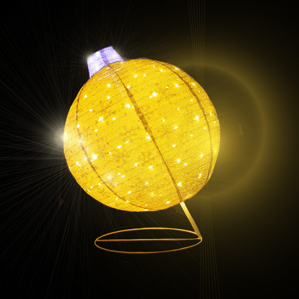 Foto 5 pulgar | Esfera Gigante Navideña De Tela Con Luces Led 77cm Base Metal Color Dorado