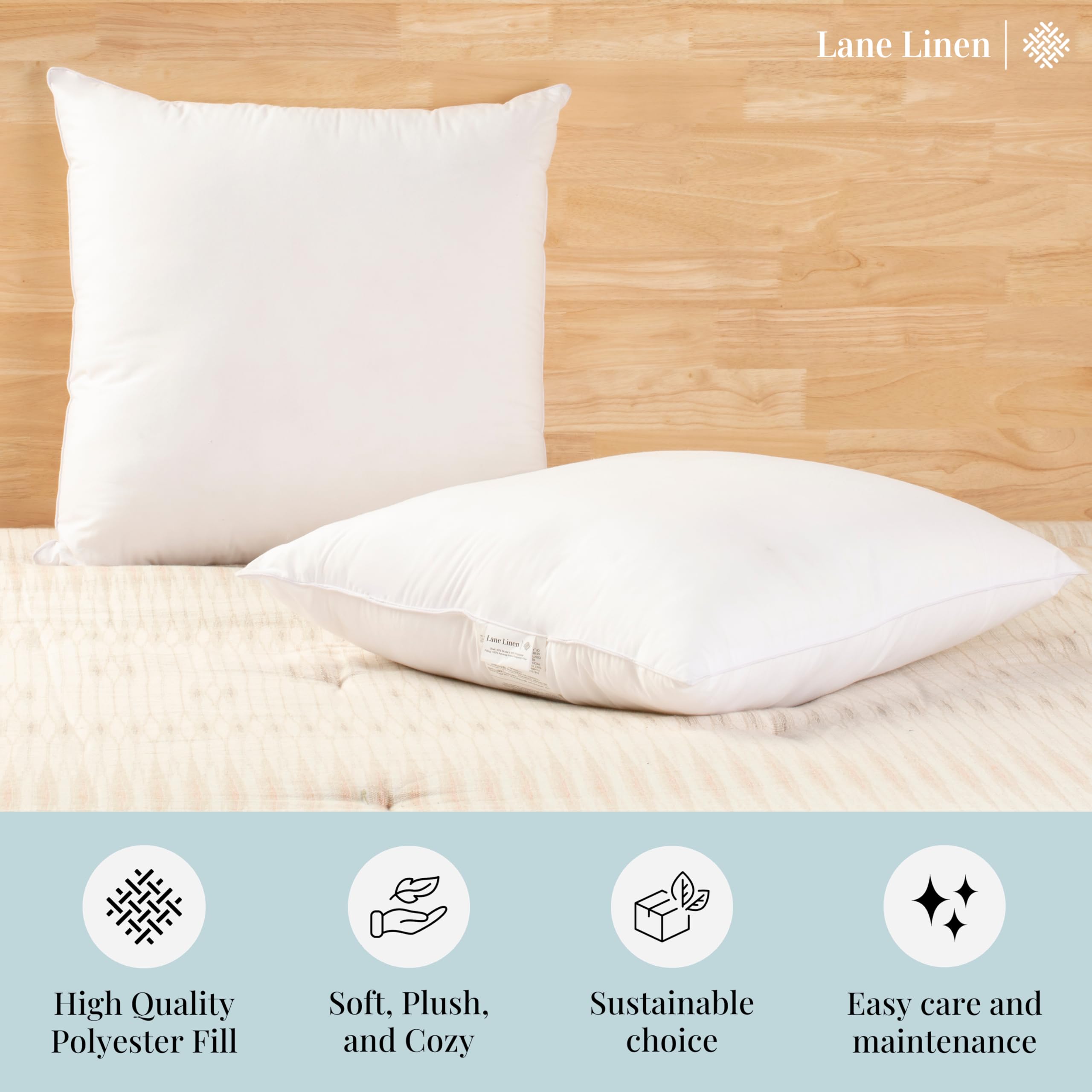 Foto 5 pulgar | Almohada Insert Lane Linen, 16 X 16 Cm, Paquete De 2 Unidades, Color Blanco - Venta Internacional.