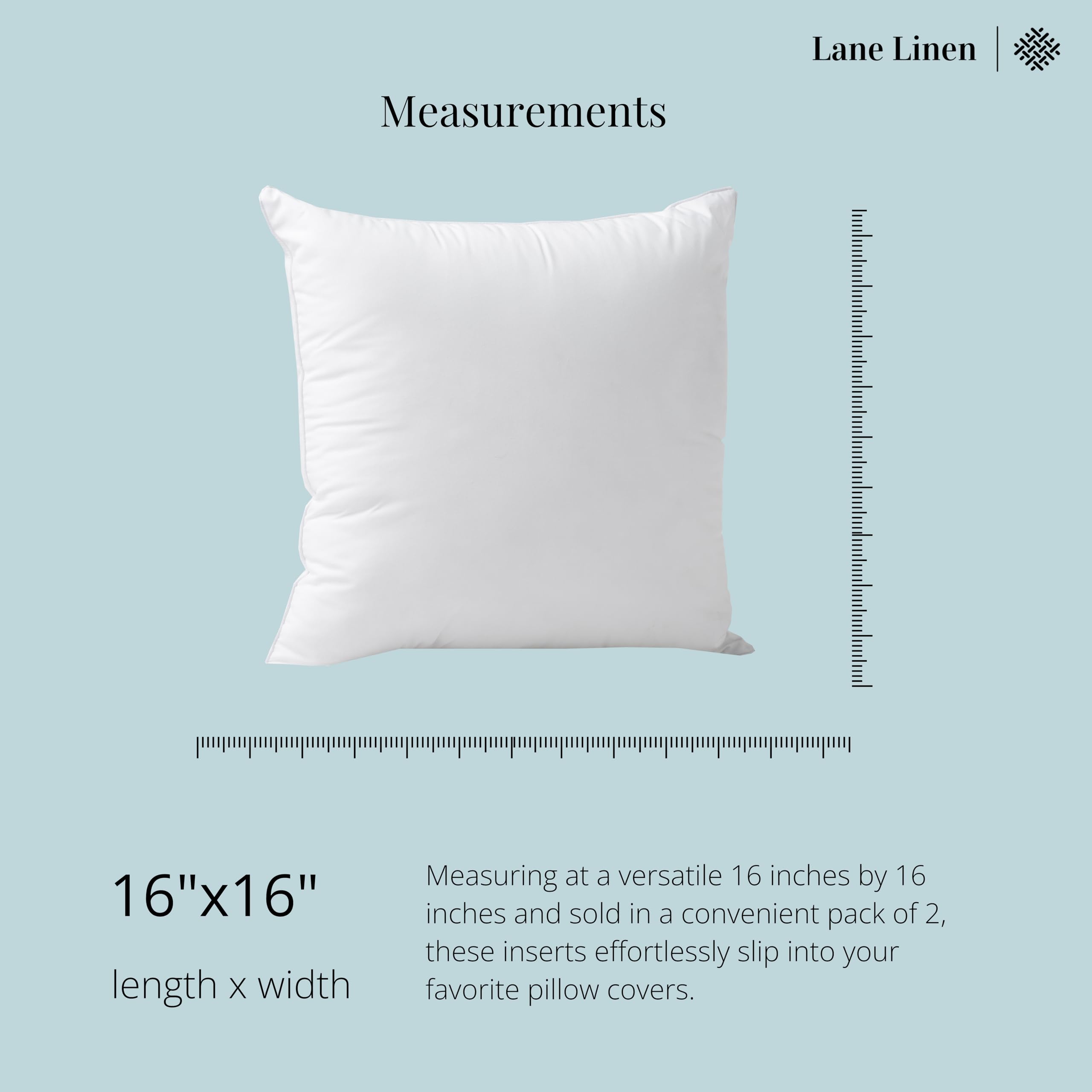 Foto 7 pulgar | Almohada Insert Lane Linen, 16 X 16 Cm, Paquete De 2 Unidades, Color Blanco - Venta Internacional.