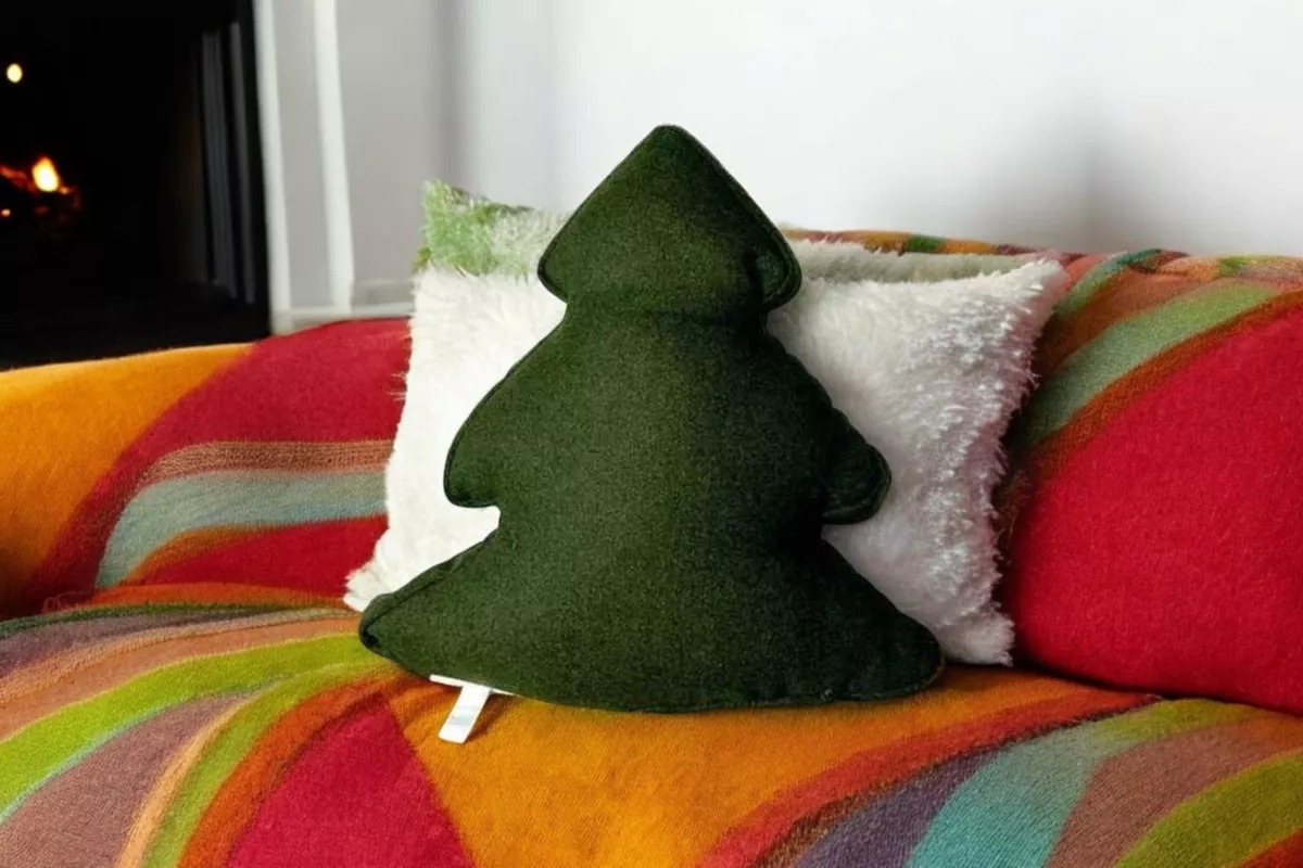 Foto 3 pulgar | 2 Cojínes Almohadas Navideñas Pino Peluche Verde Navidad Decoración