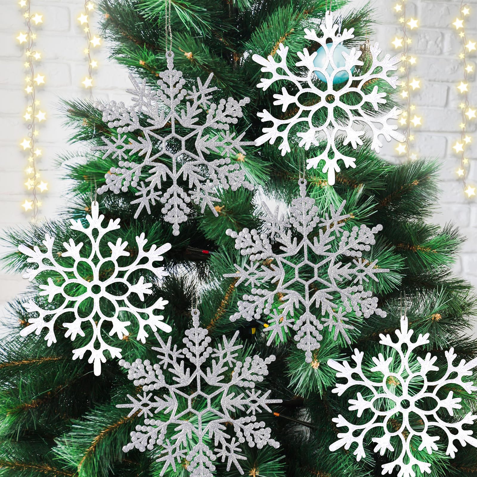 Foto 2 pulgar | Adornos Copos de Nieve Kockuu Blanco 30 cm 6 Piezas - Venta Internacional