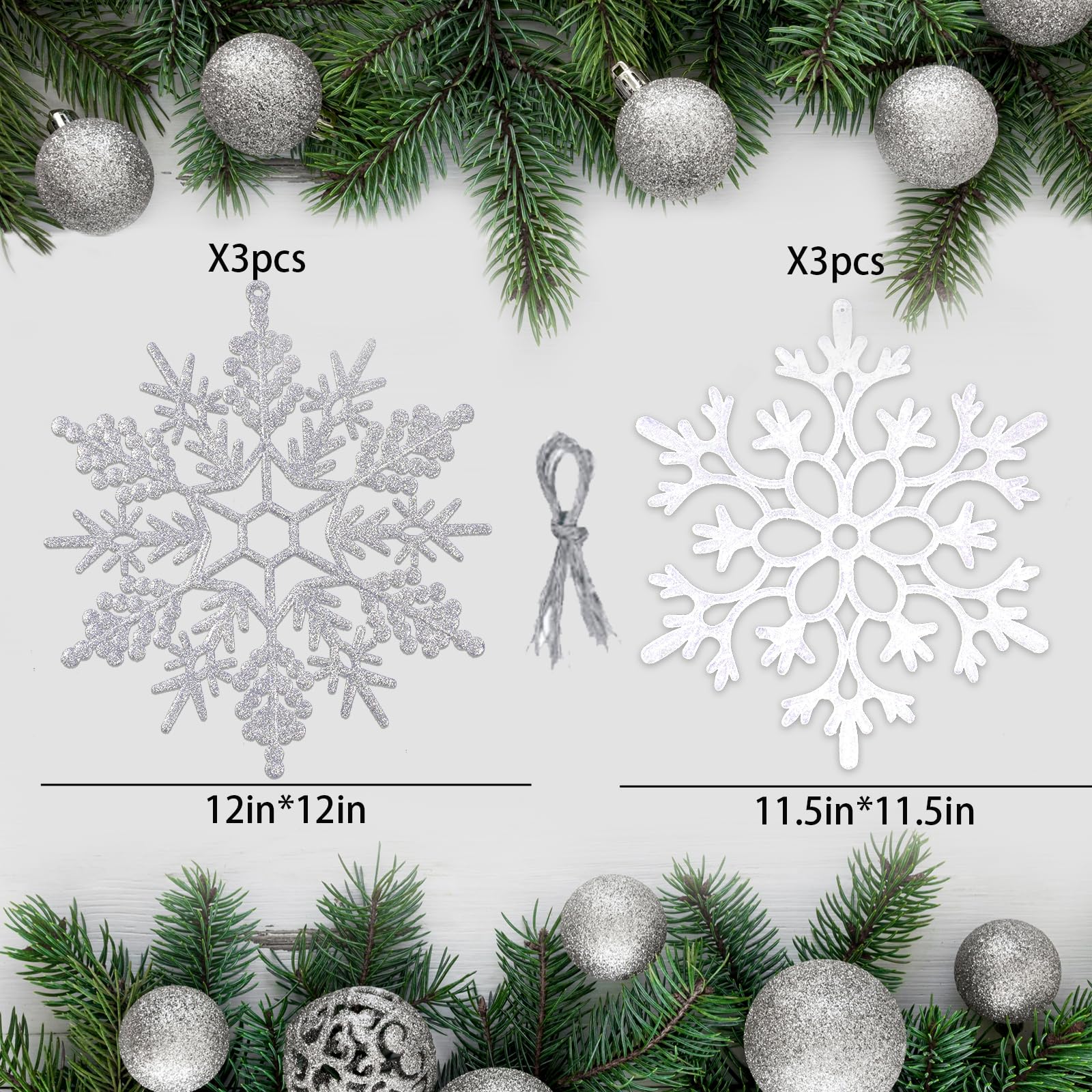 Foto 5 pulgar | Adornos Copos de Nieve Kockuu Blanco 30 cm 6 Piezas - Venta Internacional