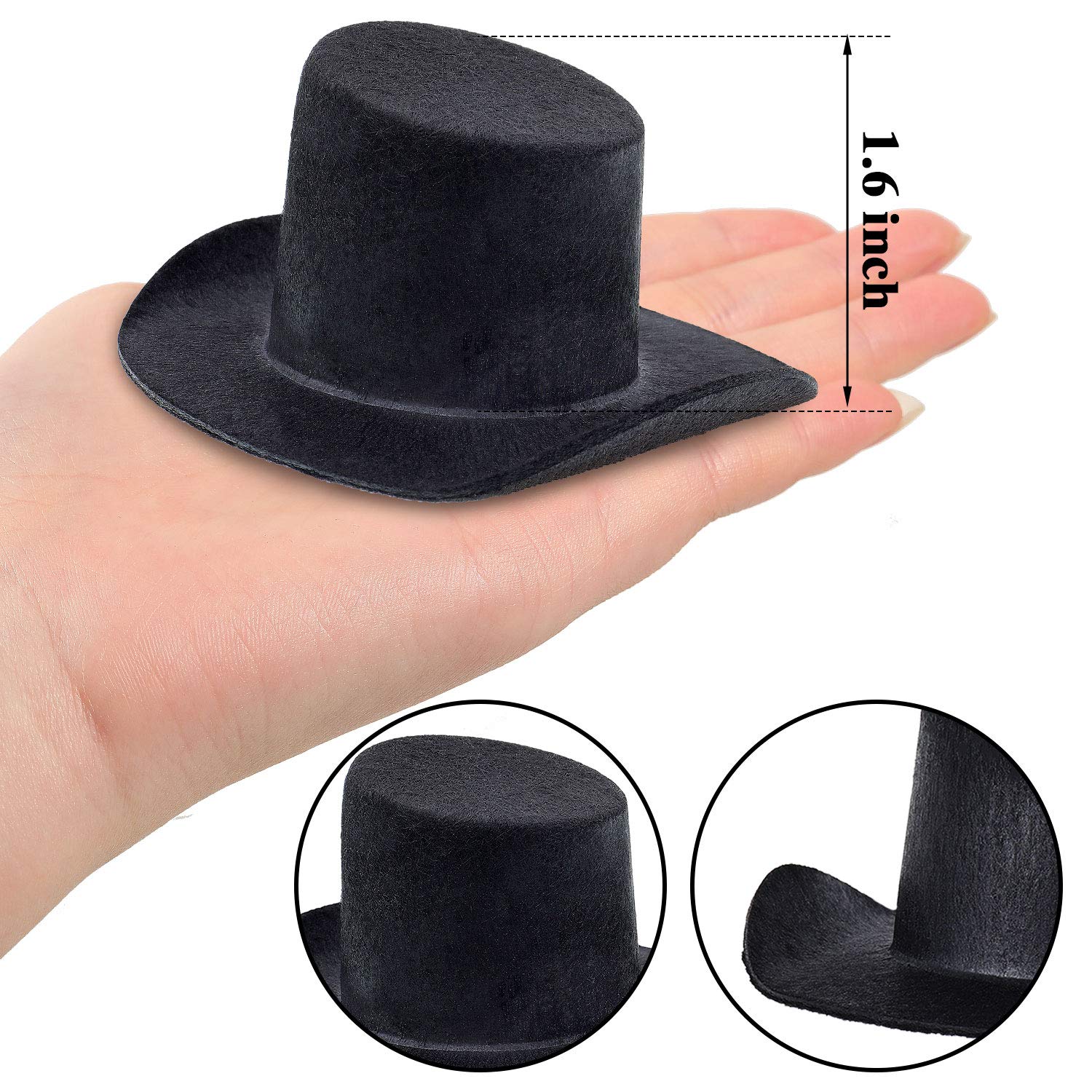 Foto 3 pulgar | Minisombreros Decorativos Skylety De Fieltro Negro, 8 Piezas - Venta Internacional.
