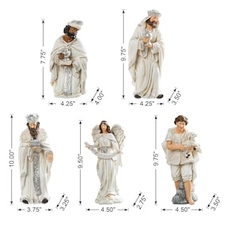 Foto 2 | Set De Figuras Navideñas De Resina Glitzhome, Color Marfil, 12 Unidades - Venta Internacional.
