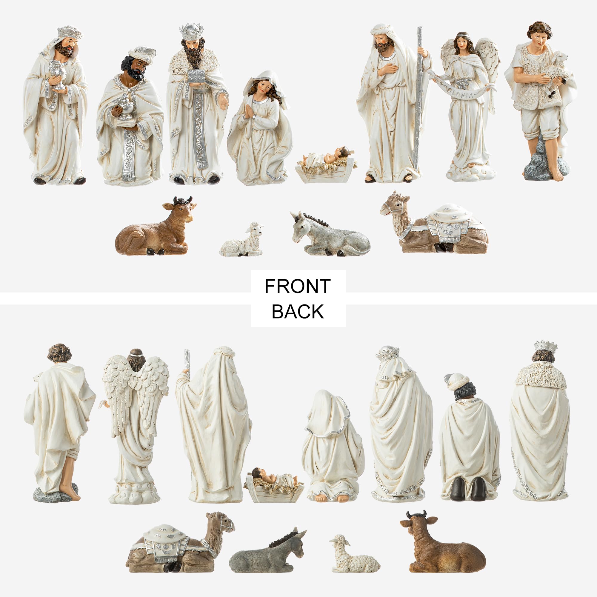 Foto 5 | Set De Figuras Navideñas De Resina Glitzhome, Color Marfil, 12 Unidades - Venta Internacional.