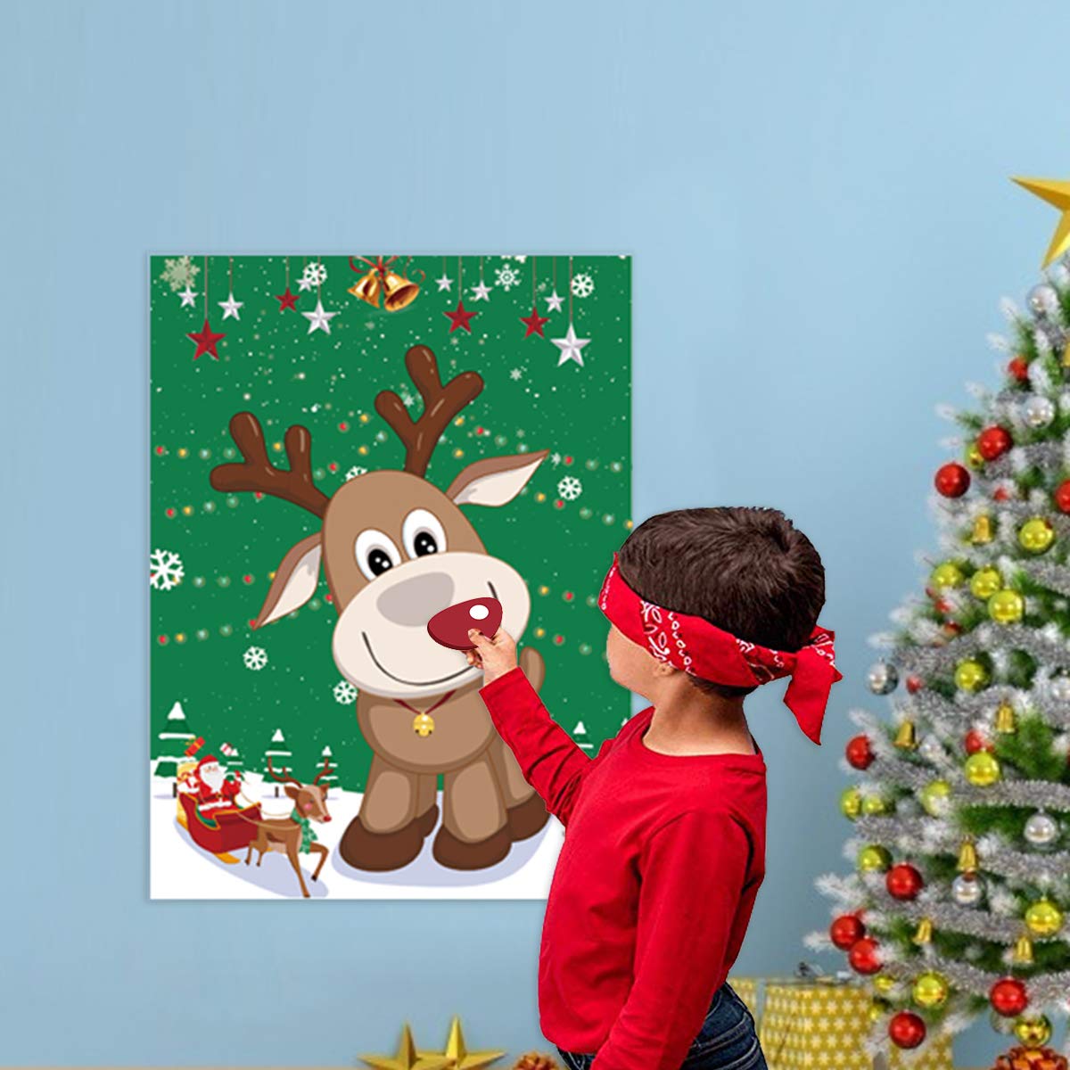Foto 5 | Juego Navideño Reutilizable Ccinee Pin The Nose On The Reindeer - Venta Internacional.