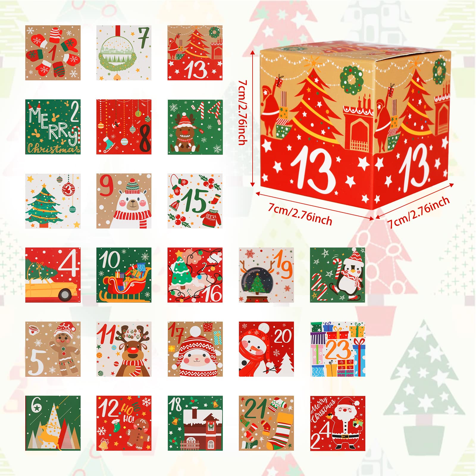 Foto 3 pulgar | Calendario De Adviento Navideño Ourwarm 2024 Con 24 Cajas Vacías - Venta Internacional.