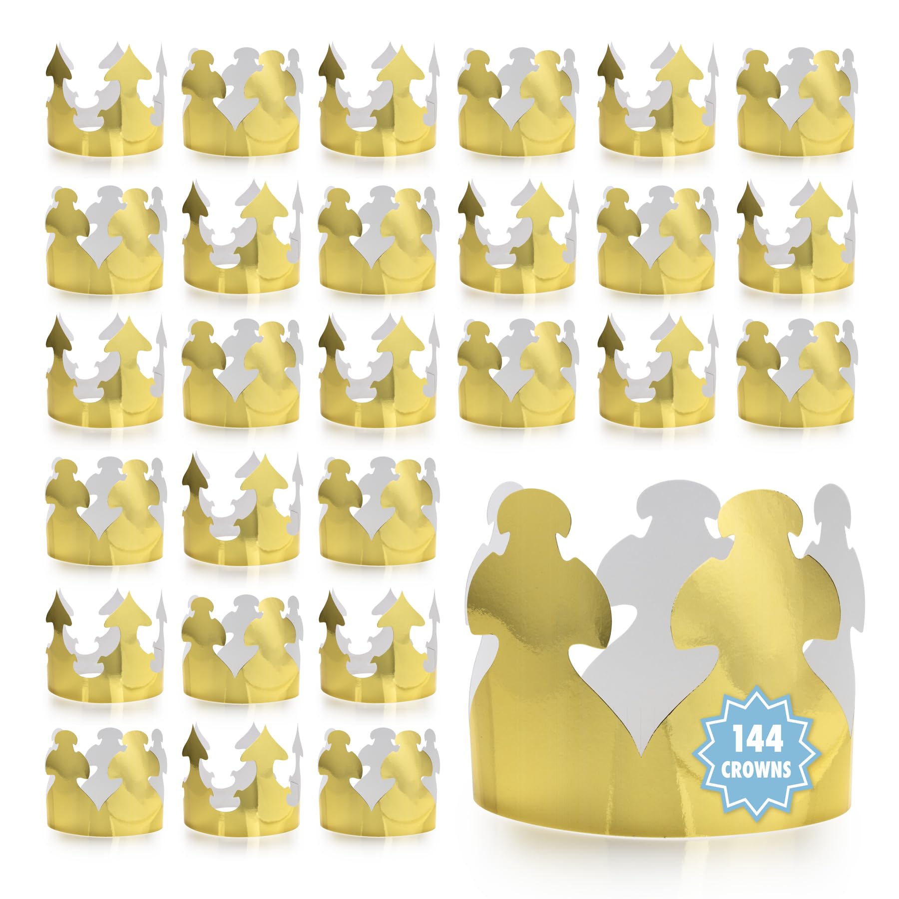 Foto 2 pulgar | Sombreros De Fiesta Para Niños Paper Crowns Hygloss Gold, 144 Unidades - Venta Internacional.