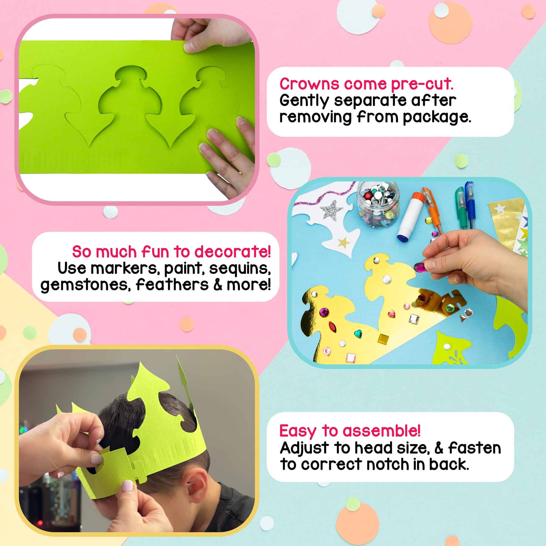 Foto 4 pulgar | Sombreros De Fiesta Para Niños Paper Crowns Hygloss Gold, 144 Unidades - Venta Internacional.