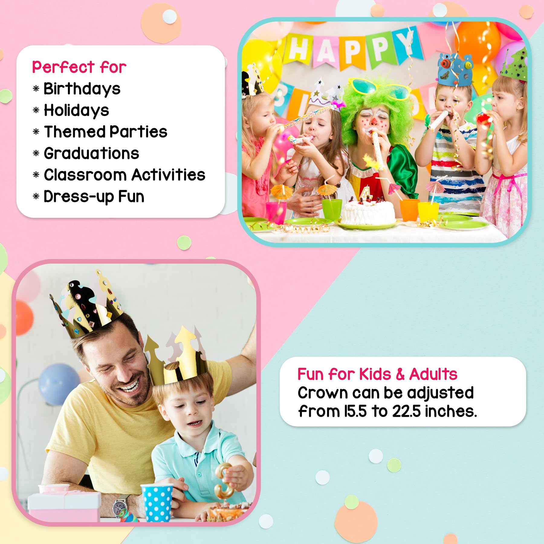 Foto 5 pulgar | Sombreros De Fiesta Para Niños Paper Crowns Hygloss Gold, 144 Unidades - Venta Internacional.