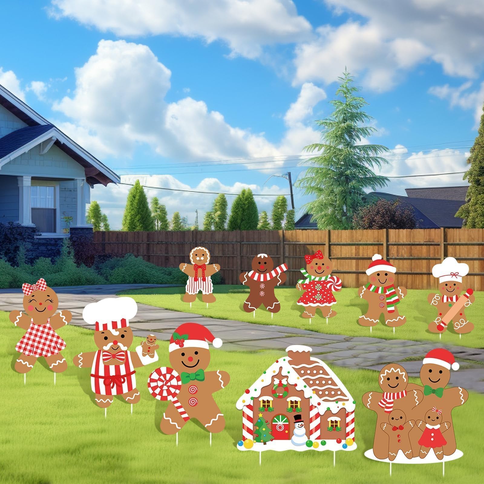 Foto 5 | Decoraciones Navideñas De Pan De Jengibre Guasslee, 10 Piezas, Para Exteriores - Venta Internacional.