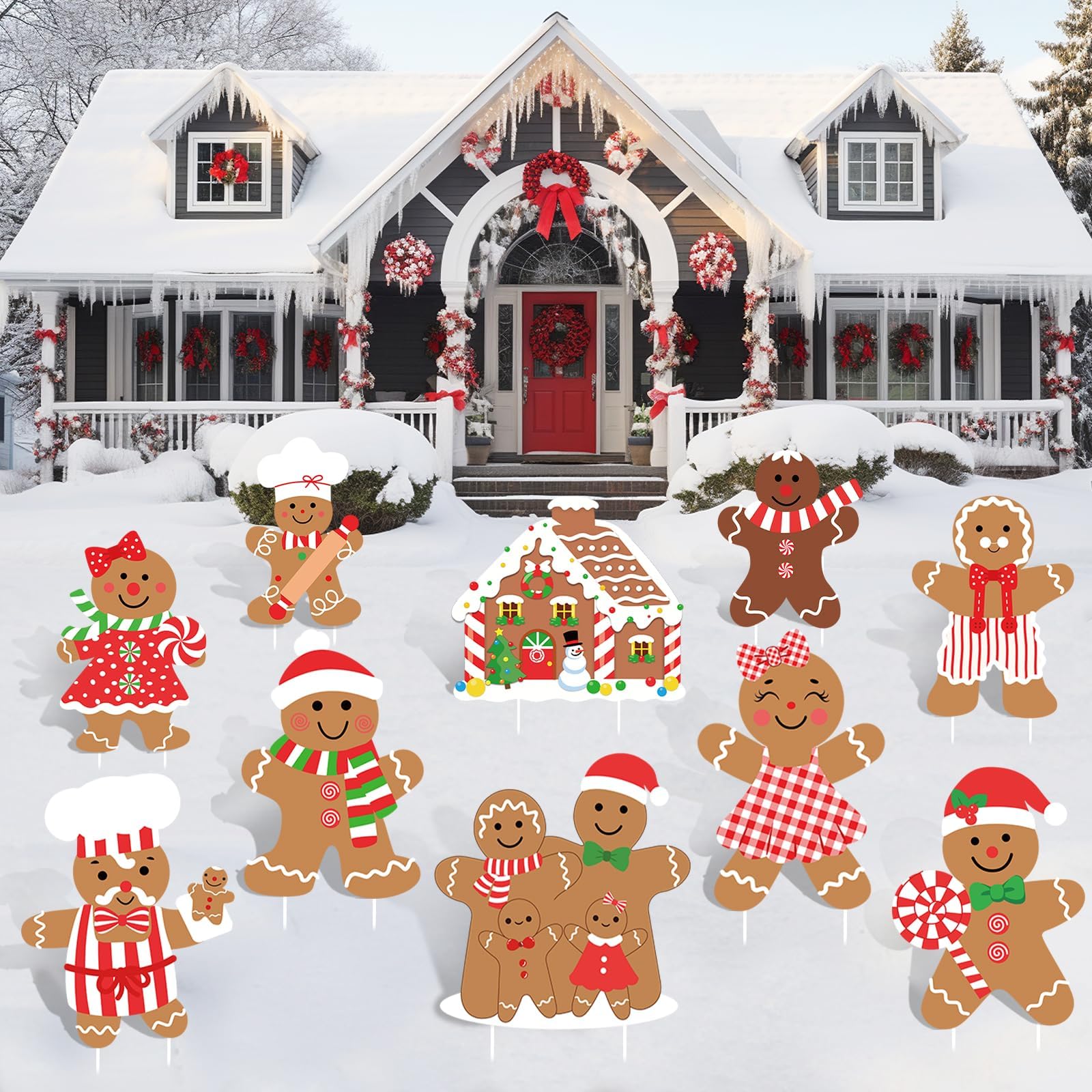 Foto 7 pulgar | Decoraciones Navideñas De Pan De Jengibre Guasslee, 10 Piezas, Para Exteriores - Venta Internacional.