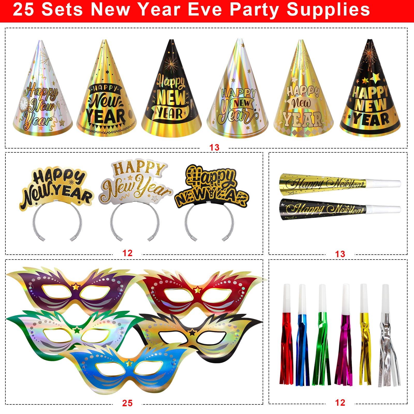 Foto 3 | Suministros Para La Fiesta De Nochevieja Fancy Land Para 25 Invitados - Venta Internacional.