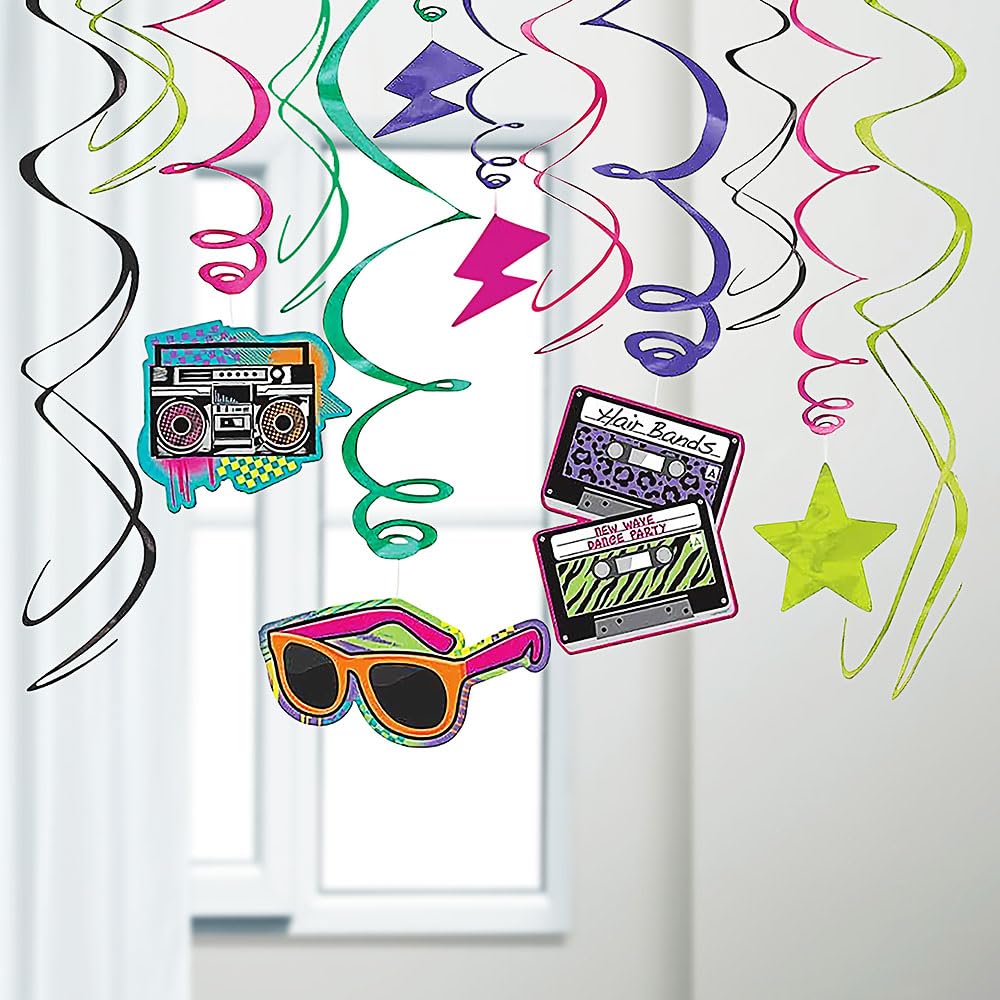 Foto 2 | Paquete Económico Retro De Los 80 De Swirl Decorations Amscan (5 Y 7) X12 - Venta Internacional.