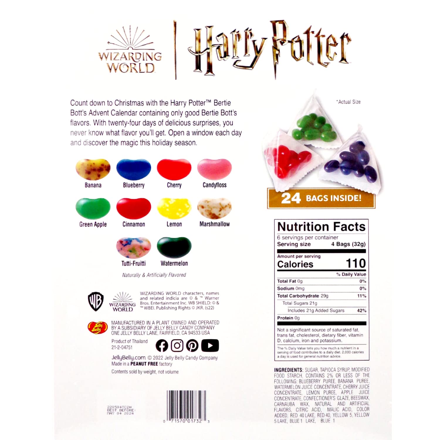 Foto 6 | Calendario De Adviento Jelly Belly Harry Potter 2024 Con Gominolas - Venta Internacional.