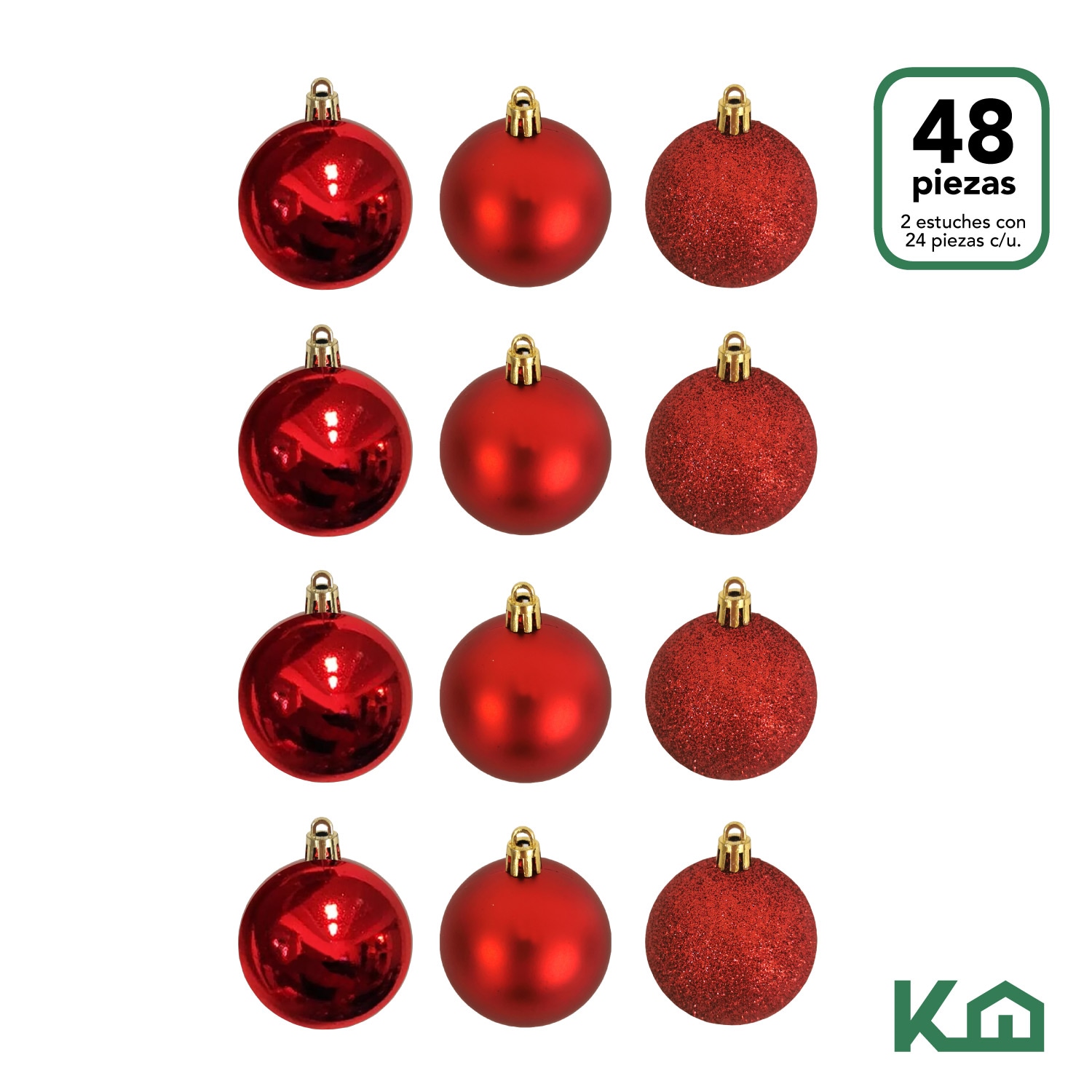 Esferas Navideñas Kingshouse Color Rojo 48 Piezas | Coppel.com