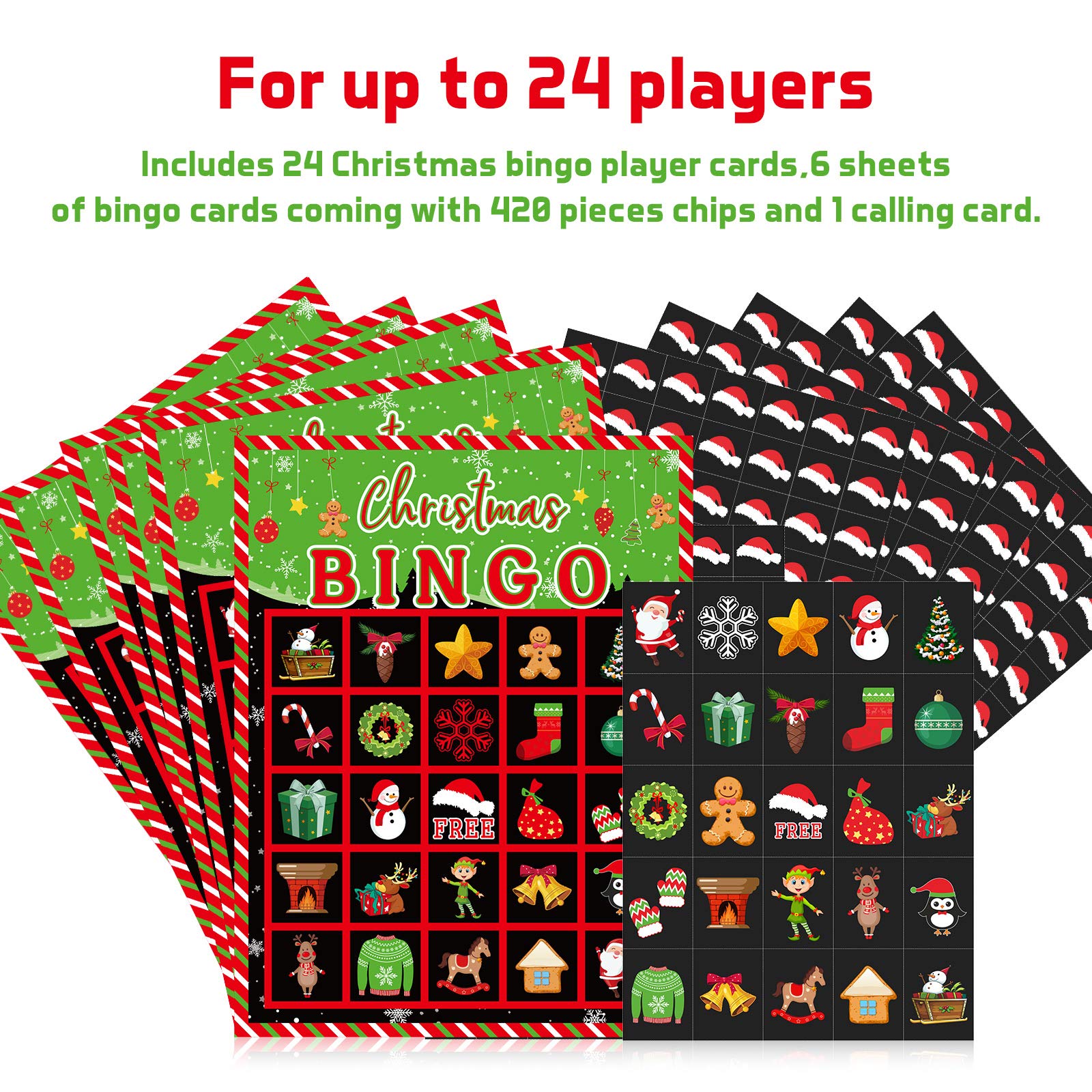 Foto 3 pulgar | Juego De Bingo Navideño Skylety Para Niños Con 24 Jugadores Y Decoración - Venta Internacional.