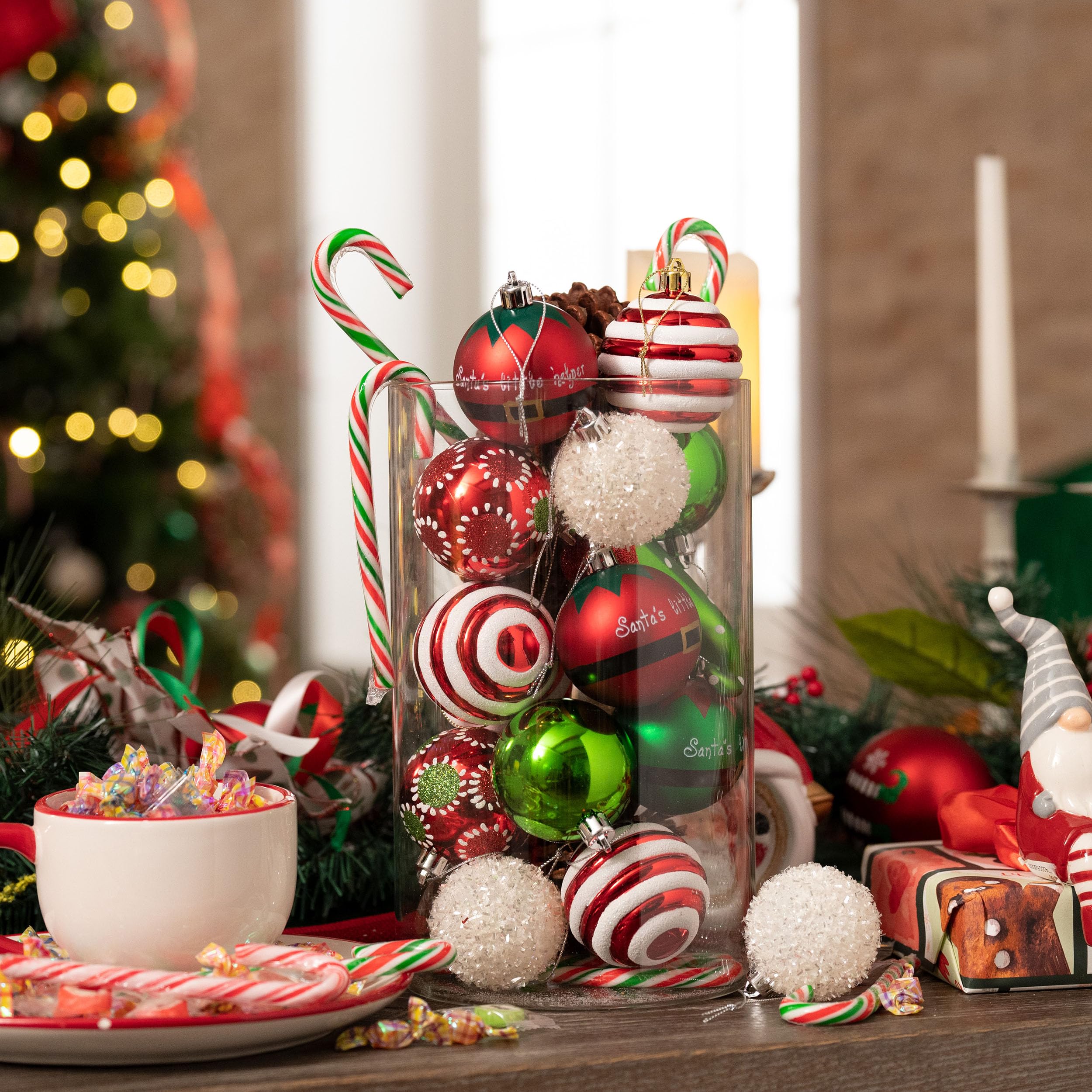 Foto 4 | Set De Adornos Para Árbol De Navidad Valery Madelyn, 100 Unidades, Elf Red G - Venta Internacional.