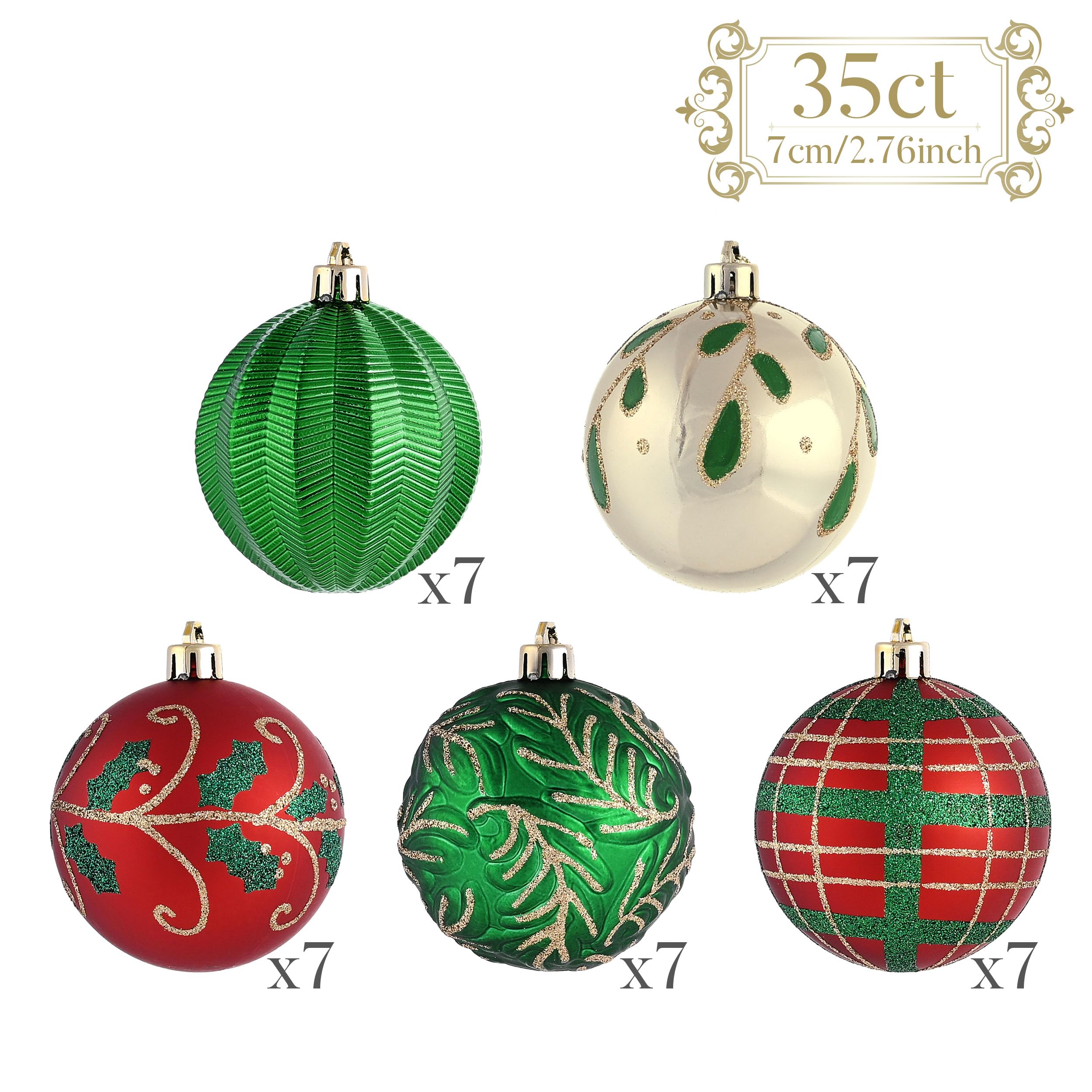 Foto 4 pulgar | Set De Adornos Navideños Valery Madelyn, Oro Rojo Y Verde De 35 Quilates - Venta Internacional.