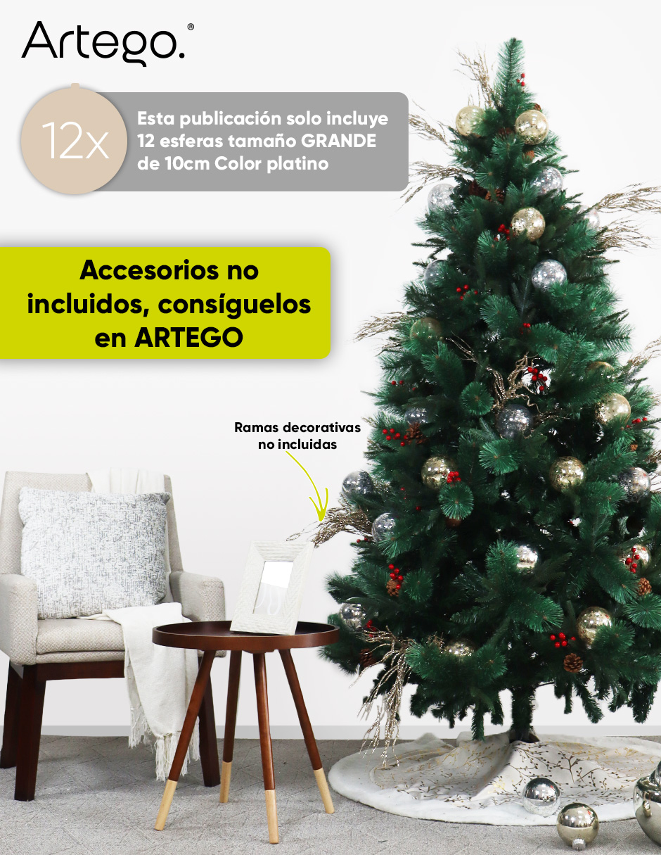 Foto 6 pulgar | Esferas Navideñas Grandes 10cm Set Paquete 12 Piezas Acabado Gotas Cromadas Mix Platino Dorado Decoración Bolas Par