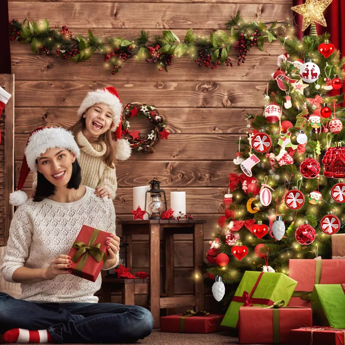 Foto 5 pulgar | 40 Pcs Esferas Navideñas Rojo Y Blanco Decorativa De Navidad Rojo Y Blanco