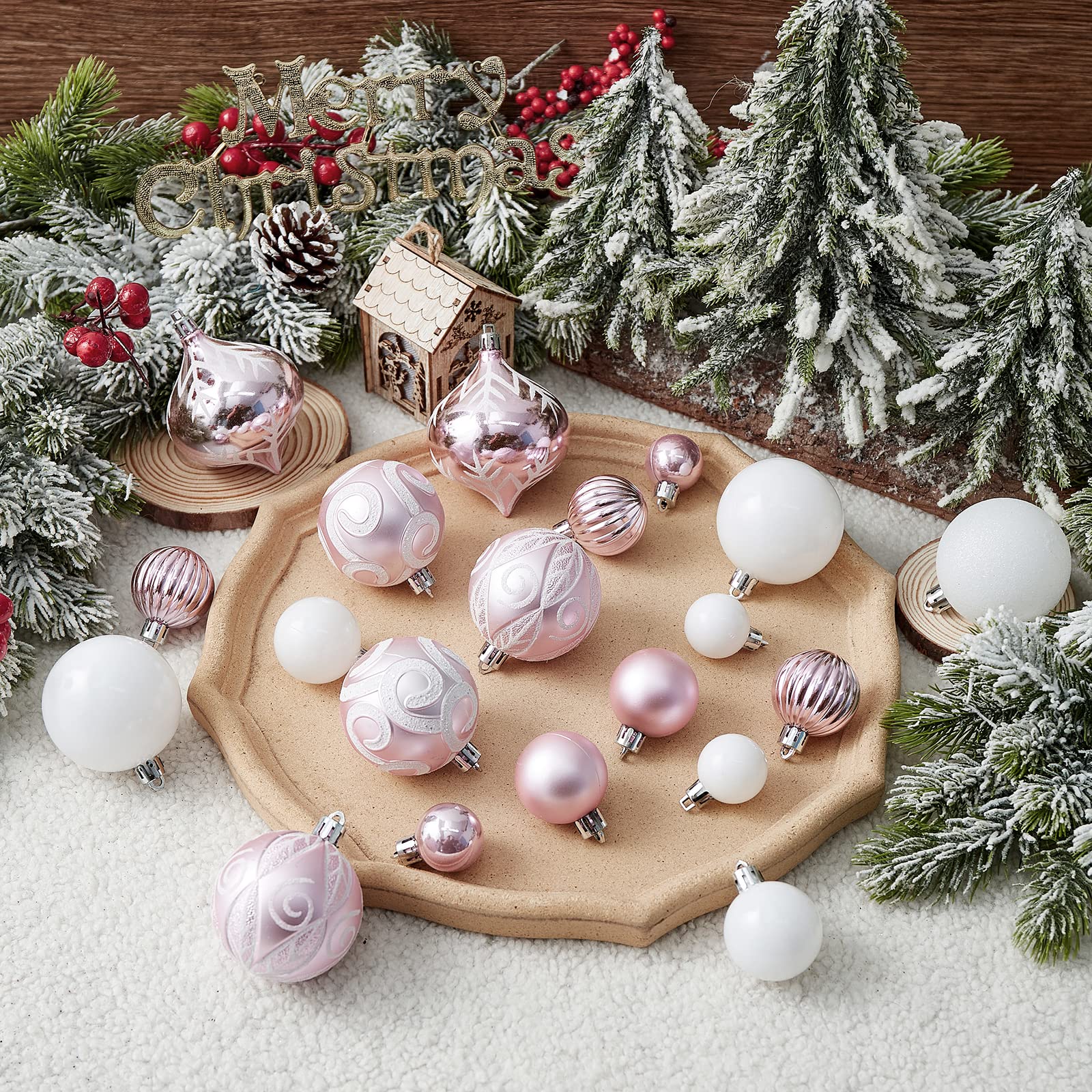 Foto 3 | Juego De Adornos De Bolas Navideñas Jorysics, 100 Unidades, Varios Colores, Rosas - Venta Internacional.