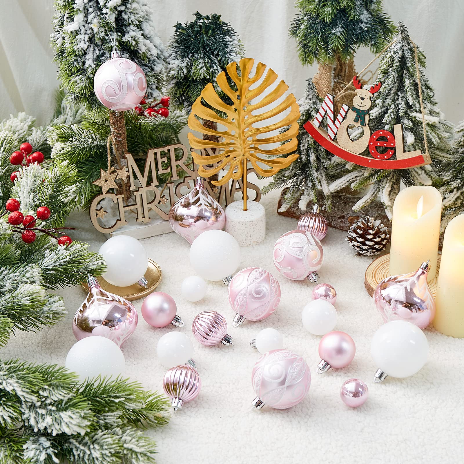 Foto 5 | Juego De Adornos De Bolas Navideñas Jorysics, 100 Unidades, Varios Colores, Rosas - Venta Internacional.