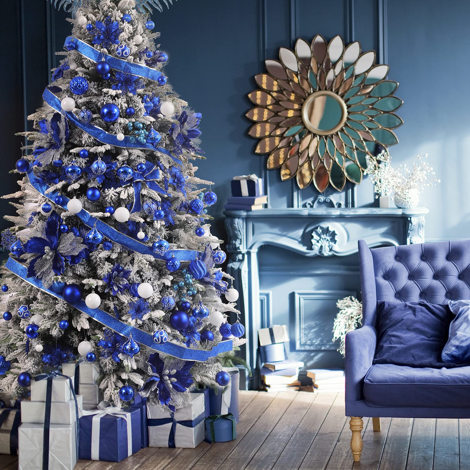 Foto 6 | Juego De Adornos De Bolas Navideñas Jorysics, 100 Quilates, Irrompibles, Azul - Venta Internacional.