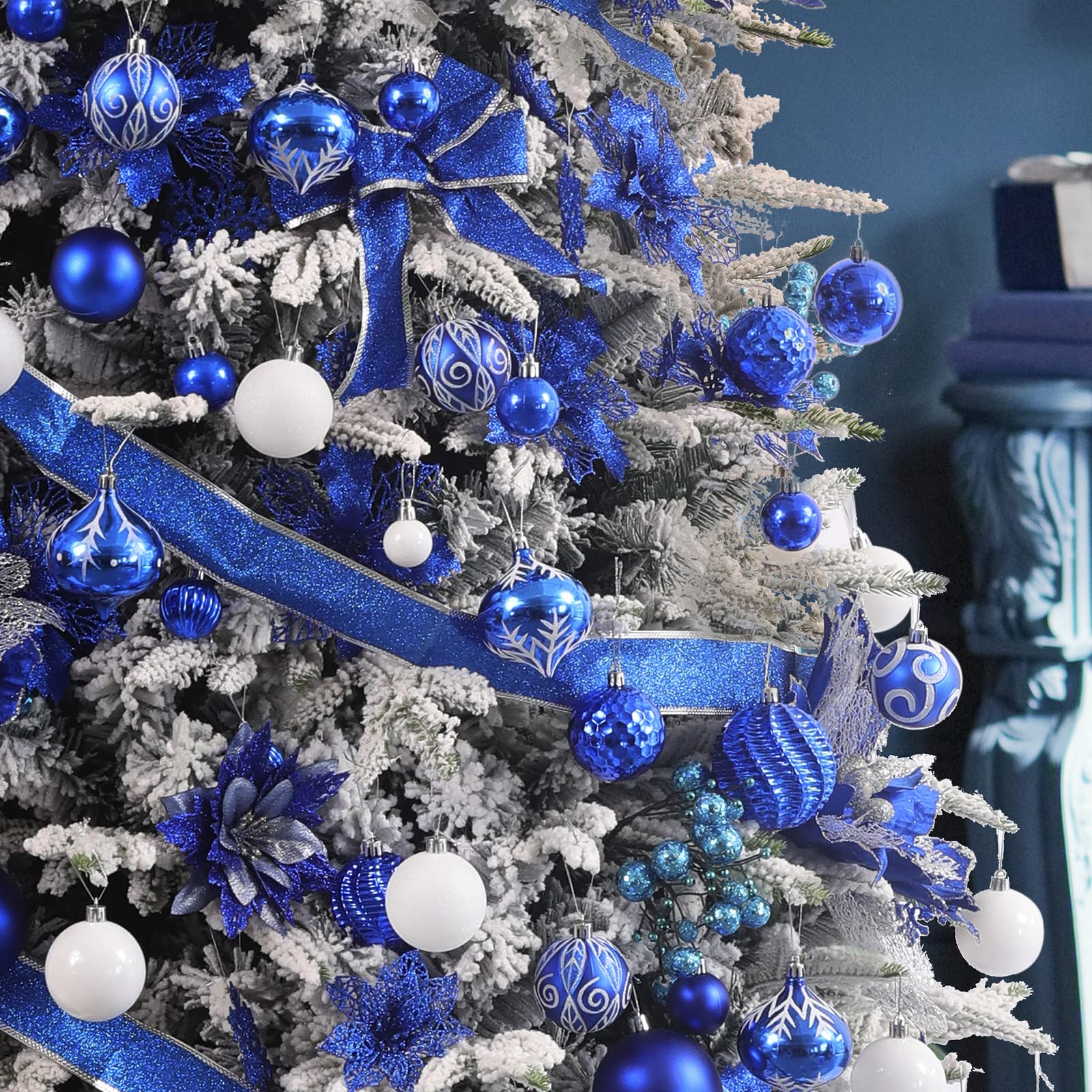 Foto 7 | Juego De Adornos De Bolas Navideñas Jorysics, 100 Quilates, Irrompibles, Azul - Venta Internacional.