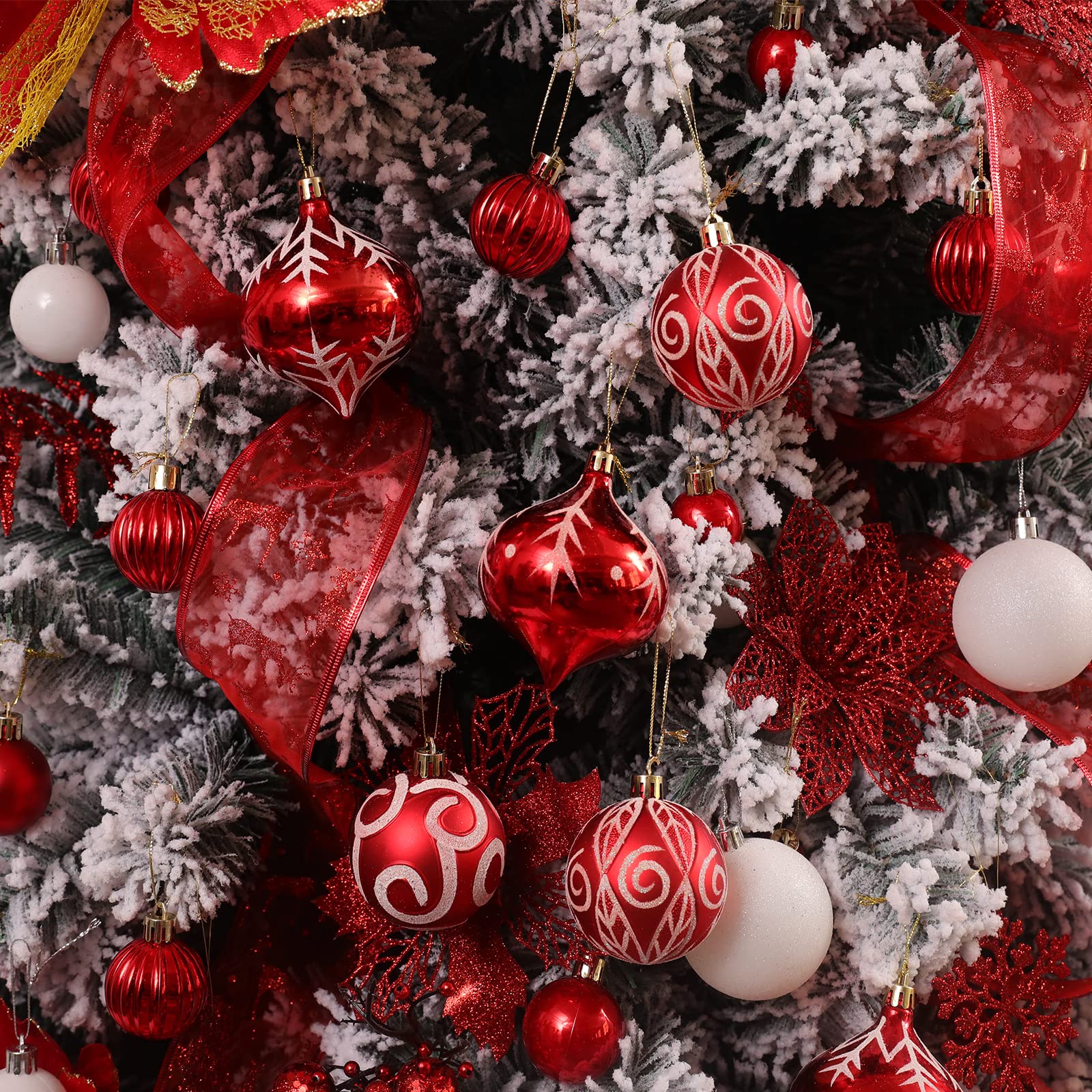 Foto 4 | Juego De Adornos De Bolas Navideñas Jorysics, 100 Quilates, Irrompibles, Rojo - Venta Internacional.
