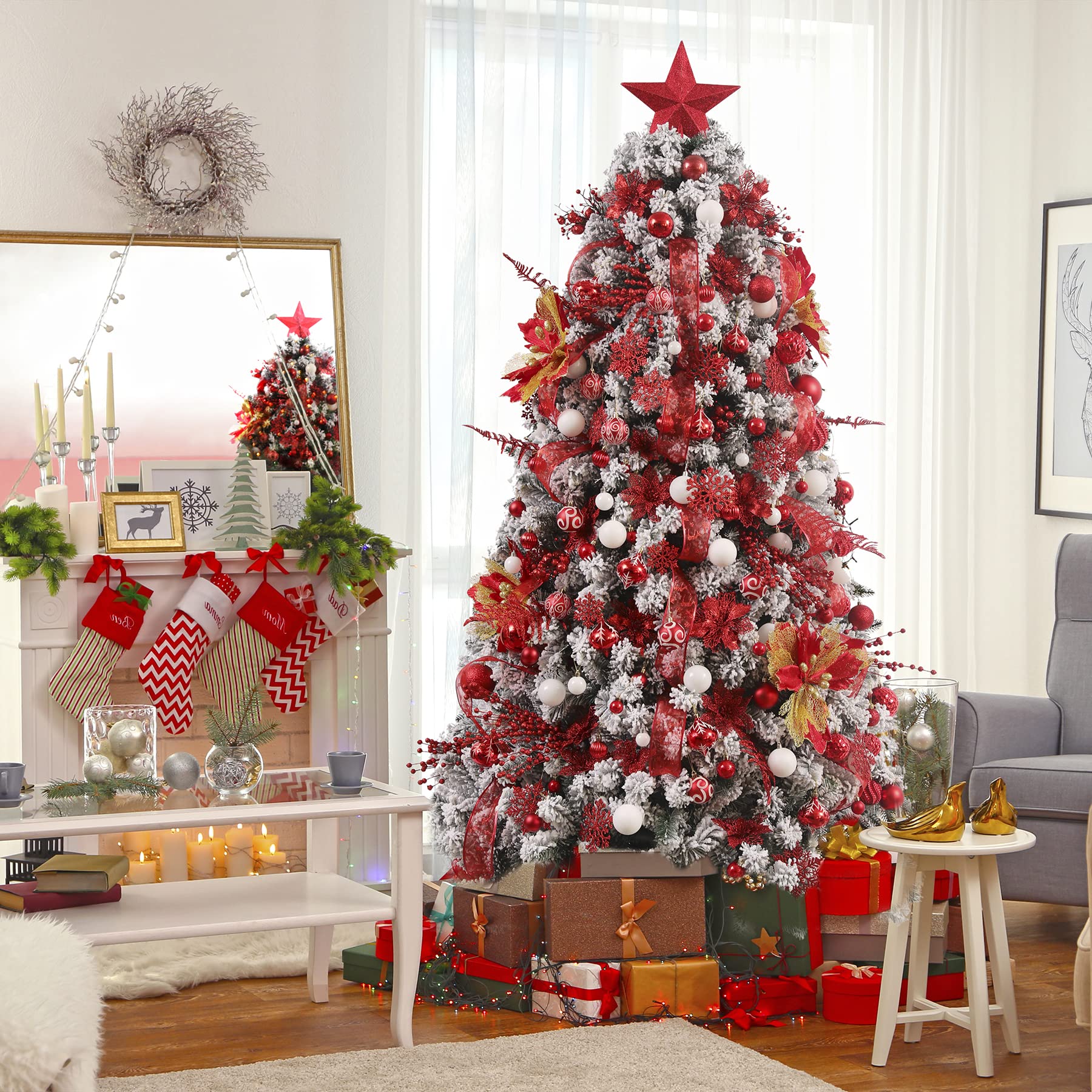 Foto 6 | Juego De Adornos De Bolas Navideñas Jorysics, 100 Quilates, Irrompibles, Rojo - Venta Internacional.