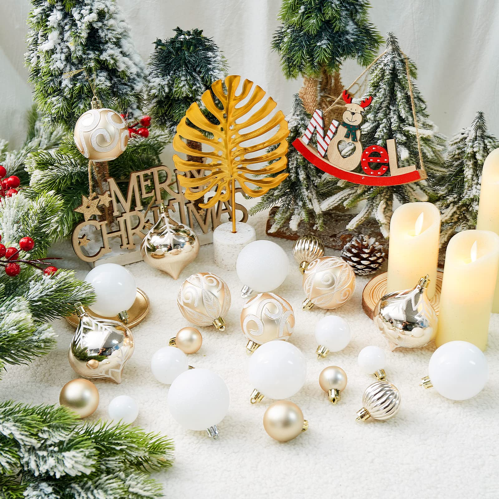 Foto 5 | Juego De Adornos De Bolas Navideñas Jorysics, 100 Quilates, Oro Champán - Venta Internacional.