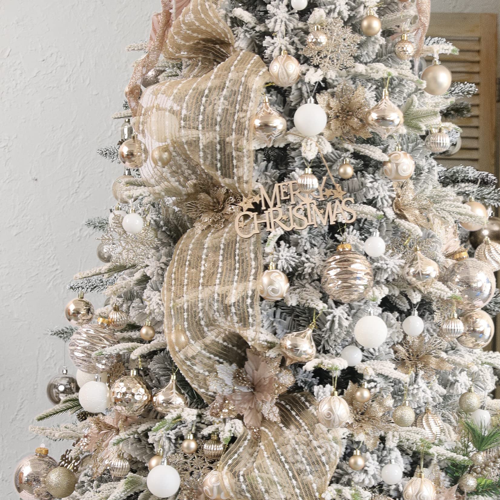 Foto 7 | Juego De Adornos De Bolas Navideñas Jorysics, 100 Quilates, Oro Champán - Venta Internacional.