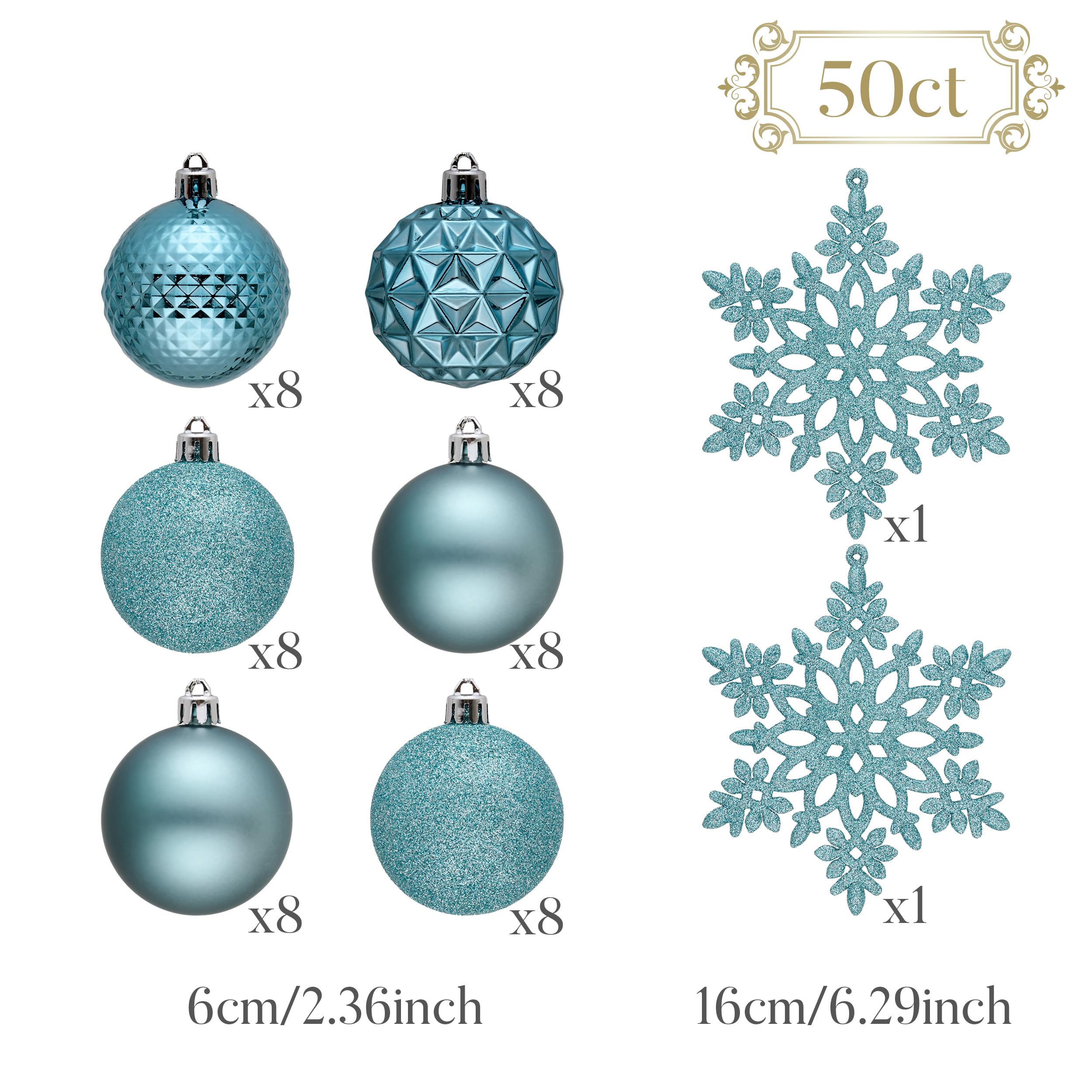 Foto 4 pulgar | Decoraciones Para Árbol De Navidad Valery Madelyn, 50 Quilates, Azul Claro - Venta Internacional.